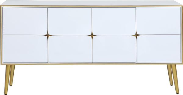 Pop Engineered Wood / Iron Contemporary White / Gold Sideboard/Buffet - 64" W x 16.5" D x 32.5" H
