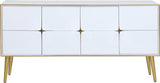 Pop Engineered Wood / Iron Contemporary White / Gold Sideboard/Buffet - 64" W x 16.5" D x 32.5" H