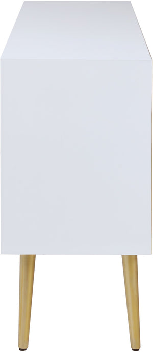 Pop Engineered Wood / Iron Contemporary White / Gold Sideboard/Buffet - 64" W x 16.5" D x 32.5" H