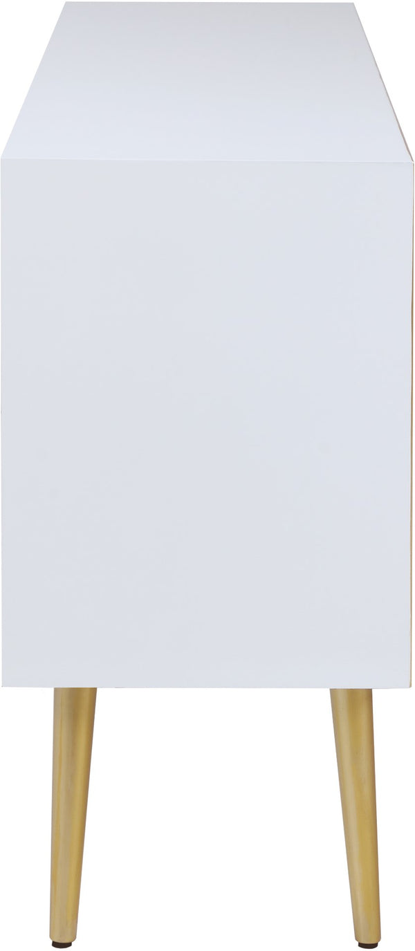 Pop Engineered Wood / Iron Contemporary White / Gold Sideboard/Buffet - 64" W x 16.5" D x 32.5" H