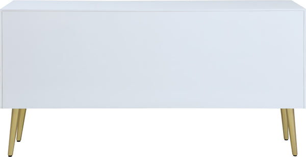 Pop Engineered Wood / Iron Contemporary White / Gold Sideboard/Buffet - 64" W x 16.5" D x 32.5" H