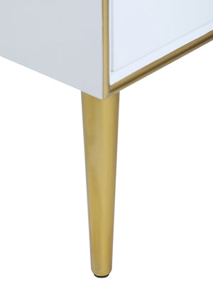 Pop Engineered Wood / Iron Contemporary White / Gold Sideboard/Buffet - 64" W x 16.5" D x 32.5" H