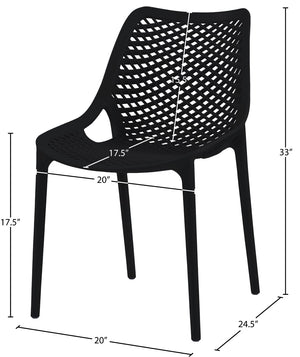 Mykonos Polypropylene Plastic Contemporary Black Outdoor Patio Dining Chair - 20" W x 24.5" D x 33" H