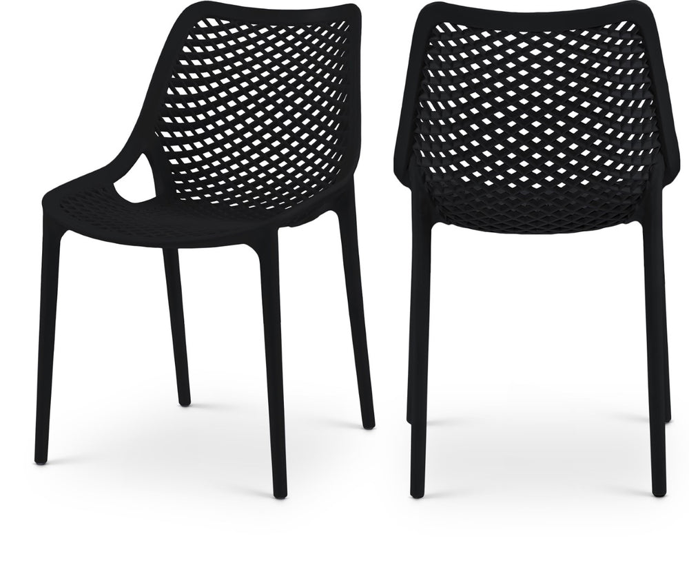 Mykonos Polypropylene Plastic Contemporary Black Outdoor Patio Dining Chair - 20" W x 24.5" D x 33" H