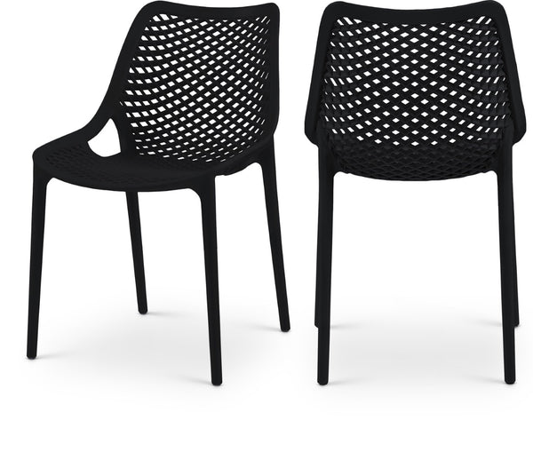 Mykonos Polypropylene Plastic Contemporary Black Outdoor Patio Dining Chair - 20" W x 24.5" D x 33" H