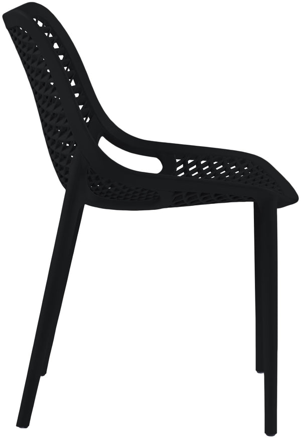 Mykonos Polypropylene Plastic Contemporary Black Outdoor Patio Dining Chair - 20" W x 24.5" D x 33" H