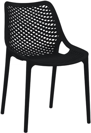 Mykonos Polypropylene Plastic Contemporary Black Outdoor Patio Dining Chair - 20" W x 24.5" D x 33" H