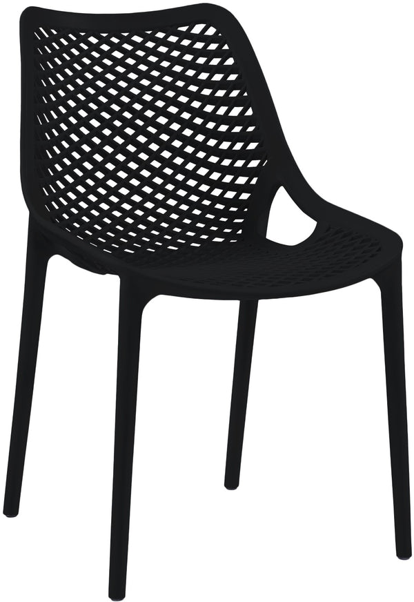 Mykonos Polypropylene Plastic Contemporary Black Outdoor Patio Dining Chair - 20" W x 24.5" D x 33" H