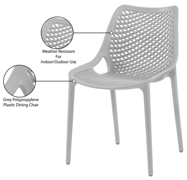 Mykonos Polypropylene Plastic Contemporary Grey Outdoor Patio Dining Chair - 20" W x 24.5" D x 33" H