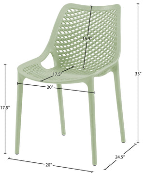 Mykonos Polypropylene Plastic Contemporary Mint Outdoor Patio Dining Chair - 20" W x 24.5" D x 33" H