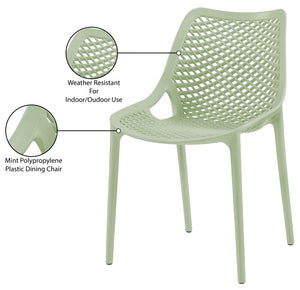 Mykonos Polypropylene Plastic Contemporary Mint Outdoor Patio Dining Chair - 20" W x 24.5" D x 33" H