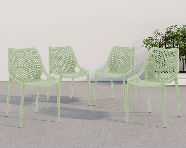 Mykonos Polypropylene Plastic Contemporary Mint Outdoor Patio Dining Chair - 20" W x 24.5" D x 33" H