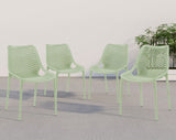 Mykonos Polypropylene Plastic Contemporary Mint Outdoor Patio Dining Chair - 20" W x 24.5" D x 33" H