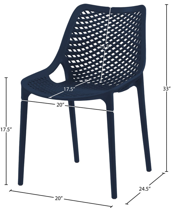 Mykonos Polypropylene Plastic Contemporary Navy Outdoor Patio Dining Chair - 20" W x 24.5" D x 33" H