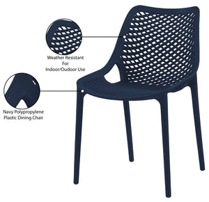 Mykonos Polypropylene Plastic Contemporary Navy Outdoor Patio Dining Chair - 20" W x 24.5" D x 33" H