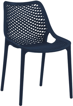 Mykonos Polypropylene Plastic Contemporary Navy Outdoor Patio Dining Chair - 20" W x 24.5" D x 33" H