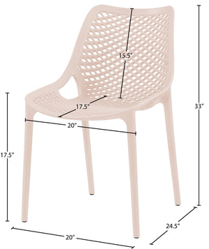 Mykonos Polypropylene Plastic Contemporary Pink Outdoor Patio Dining Chair - 20" W x 24.5" D x 33" H