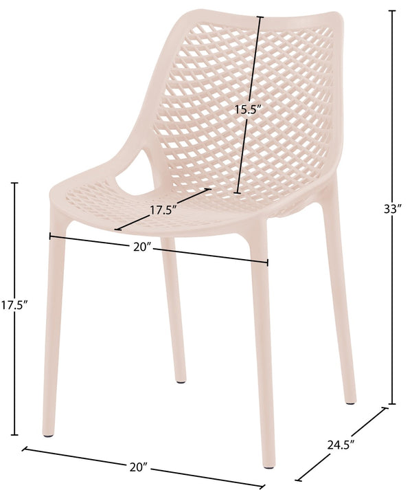 Mykonos Polypropylene Plastic Contemporary Pink Outdoor Patio Dining Chair - 20" W x 24.5" D x 33" H