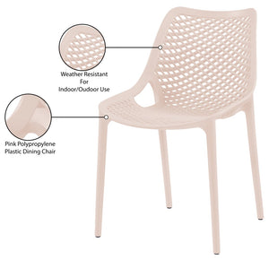 Mykonos Polypropylene Plastic Contemporary Pink Outdoor Patio Dining Chair - 20" W x 24.5" D x 33" H
