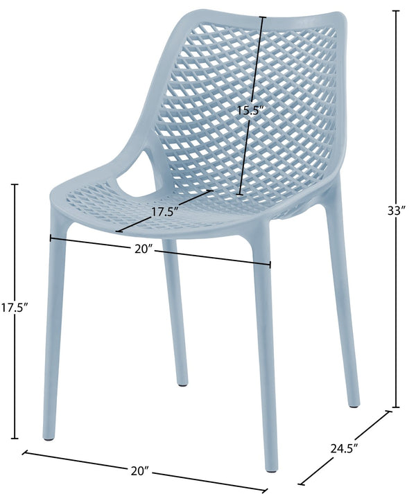 Mykonos Polypropylene Plastic Contemporary Sky Blue Outdoor Patio Dining Chair - 20" W x 24.5" D x 33" H