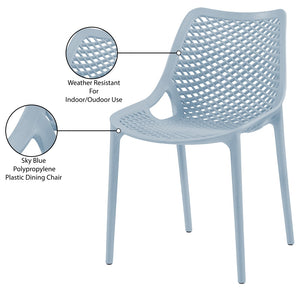 Mykonos Polypropylene Plastic Contemporary Sky Blue Outdoor Patio Dining Chair - 20" W x 24.5" D x 33" H