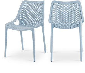 Mykonos Polypropylene Plastic Contemporary Sky Blue Outdoor Patio Dining Chair - 20" W x 24.5" D x 33" H