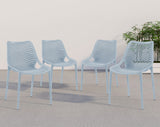 Mykonos Polypropylene Plastic Contemporary Sky Blue Outdoor Patio Dining Chair - 20" W x 24.5" D x 33" H