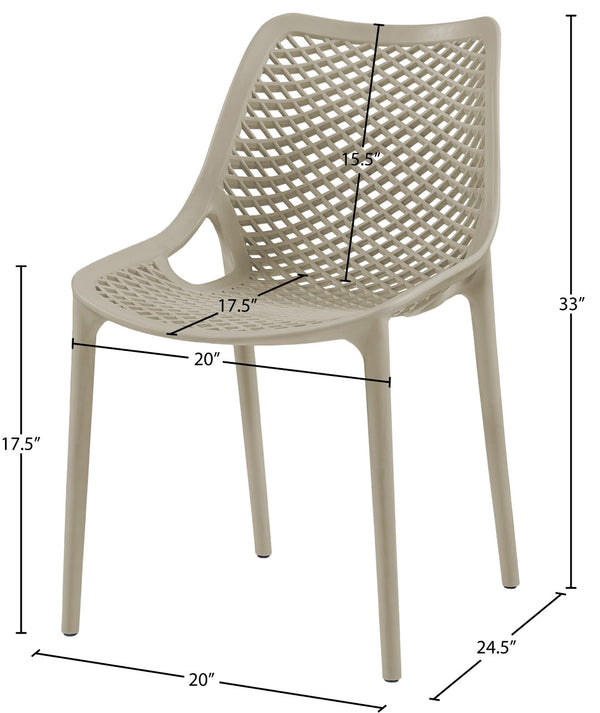Mykonos Polypropylene Plastic Contemporary Taupe Outdoor Patio Dining Chair - 20" W x 24.5" D x 33" H