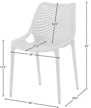 Mykonos Polypropylene Plastic Contemporary White Outdoor Patio Dining Chair - 20" W x 24.5" D x 33" H