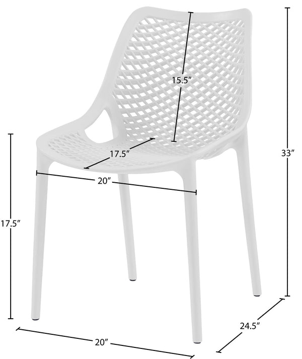 Mykonos Polypropylene Plastic Contemporary White Outdoor Patio Dining Chair - 20" W x 24.5" D x 33" H