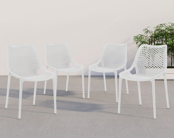 Mykonos Polypropylene Plastic Contemporary White Outdoor Patio Dining Chair - 20" W x 24.5" D x 33" H