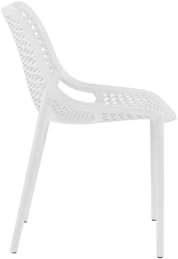 Mykonos Polypropylene Plastic Contemporary White Outdoor Patio Dining Chair - 20" W x 24.5" D x 33" H