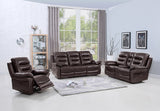 Comfortable Brown Faux Leather Sofa Set with a Console Loveseat