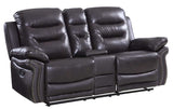 Comfortable Brown Faux Leather Sofa Set with a Console Loveseat