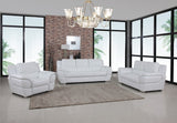Chic White Leather Sofa Set
