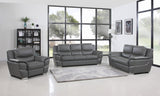Chic Grey Leather Sofa Set