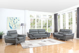 Charming Grey Leather Sofa Set