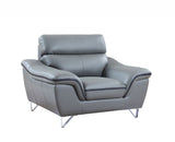 36" Gray Contemporary Leather Chair