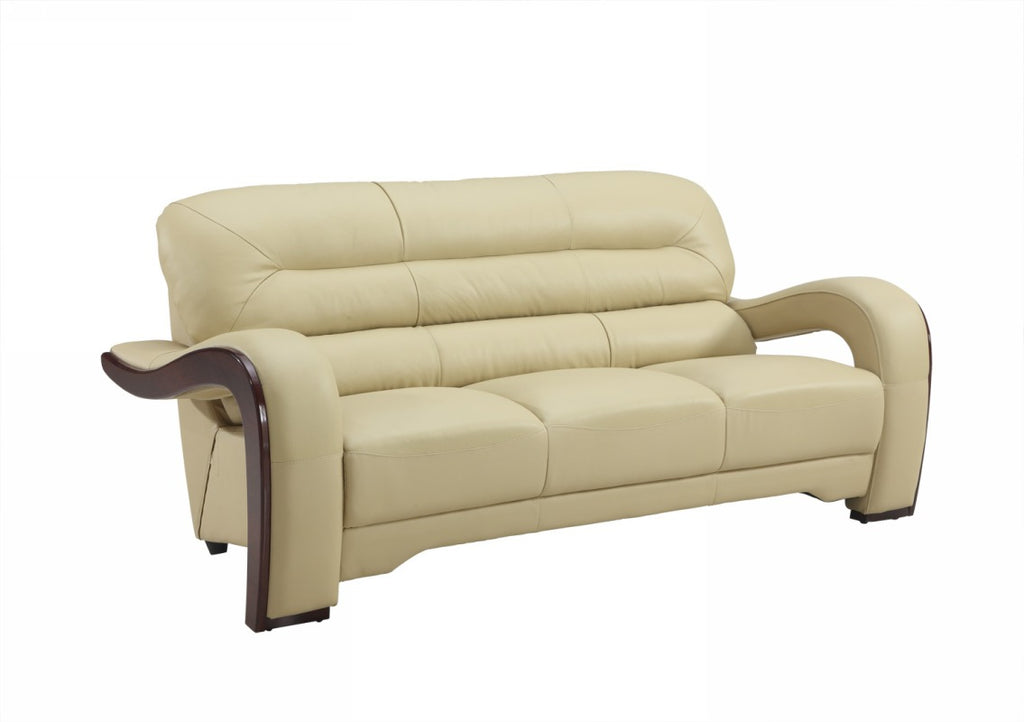 36" Glamorous Beige Leather Sofa