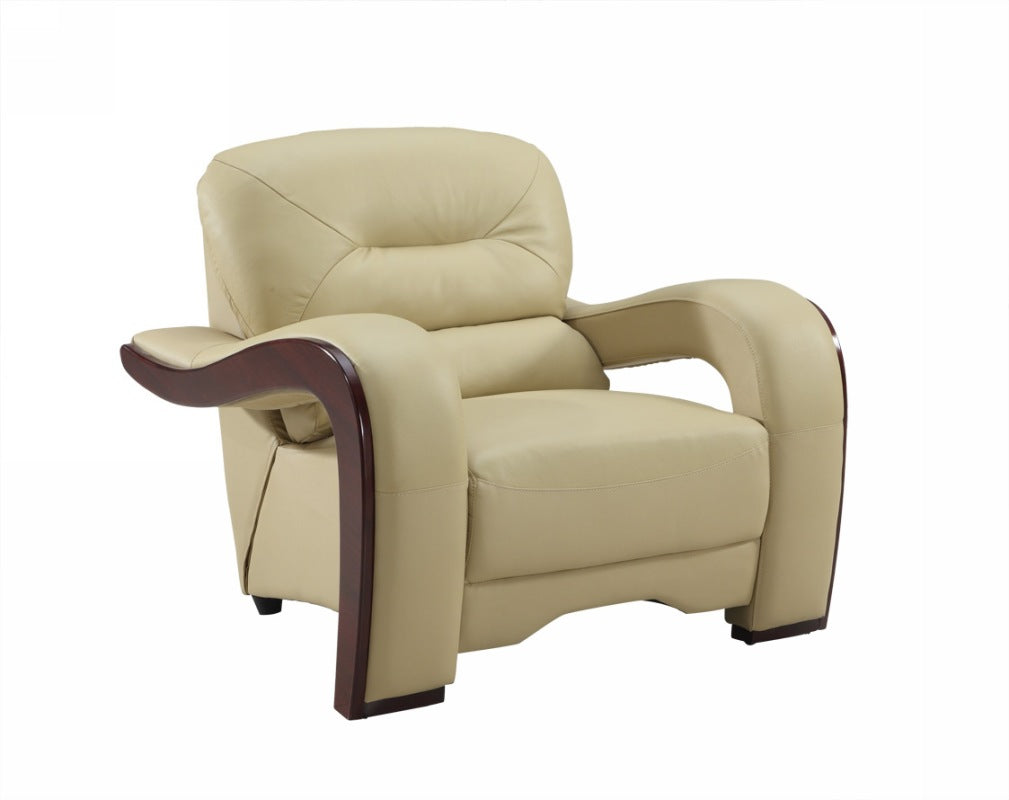 33" Beige Glamorous Leather Chair