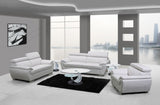 Captivating White Leather Sofa Set