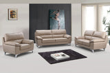 Classy Beige Leather Sofa Set