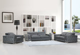 Sturdy Dark Grey Leather Sofa Set