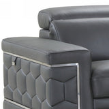 89" Sturdy Dark Gray Leather Sofa
