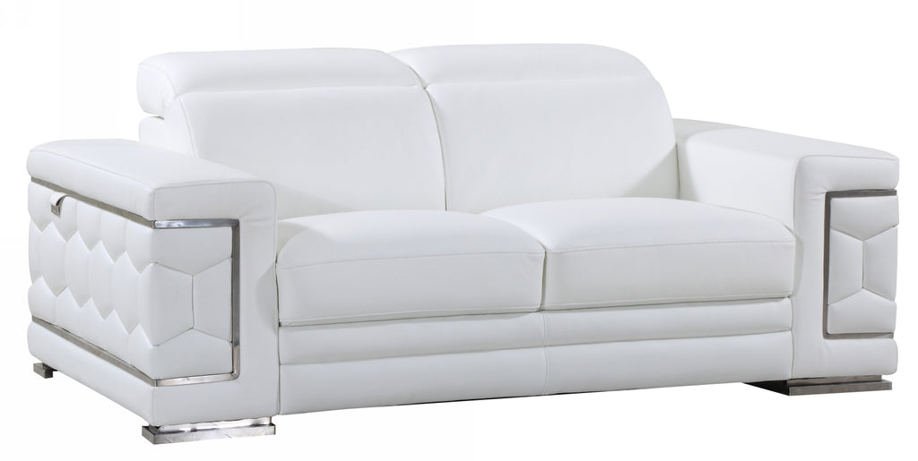 Sy White Leather Sofa Set English Elm