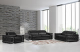 Sturdy Black Leather Sofa Set