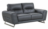 34" Lovely Dark Grey Leather Loveseat