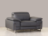 93" Tasteful Dark Grey Leather Sofa Set