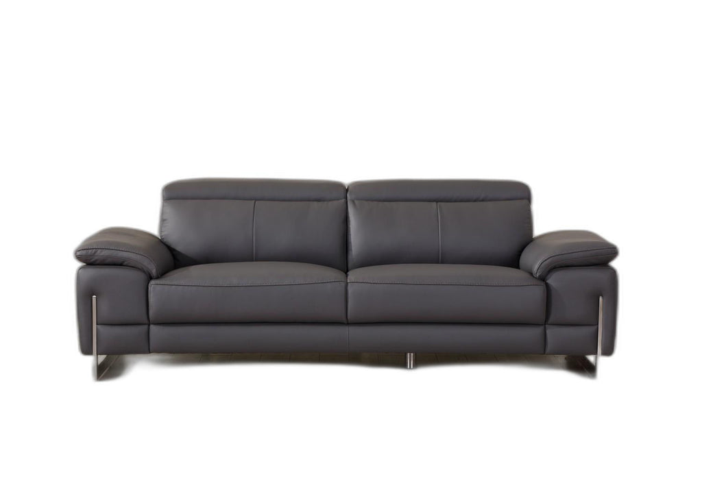 English Leather Grey Sofa – Set Tasteful Dark Elm