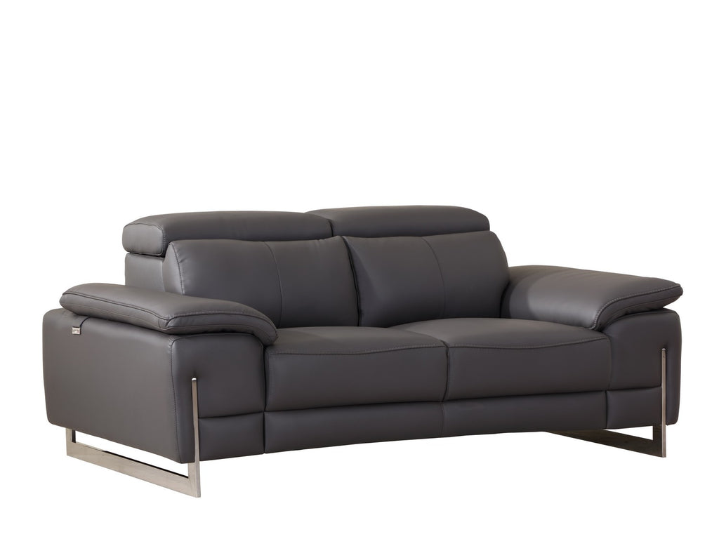 Tasteful Dark Grey Leather Sofa Set – English Elm